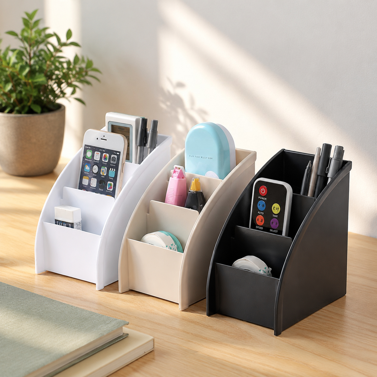 Controller Stand Holder - Multifunctional 3 Grid Remote Control Box