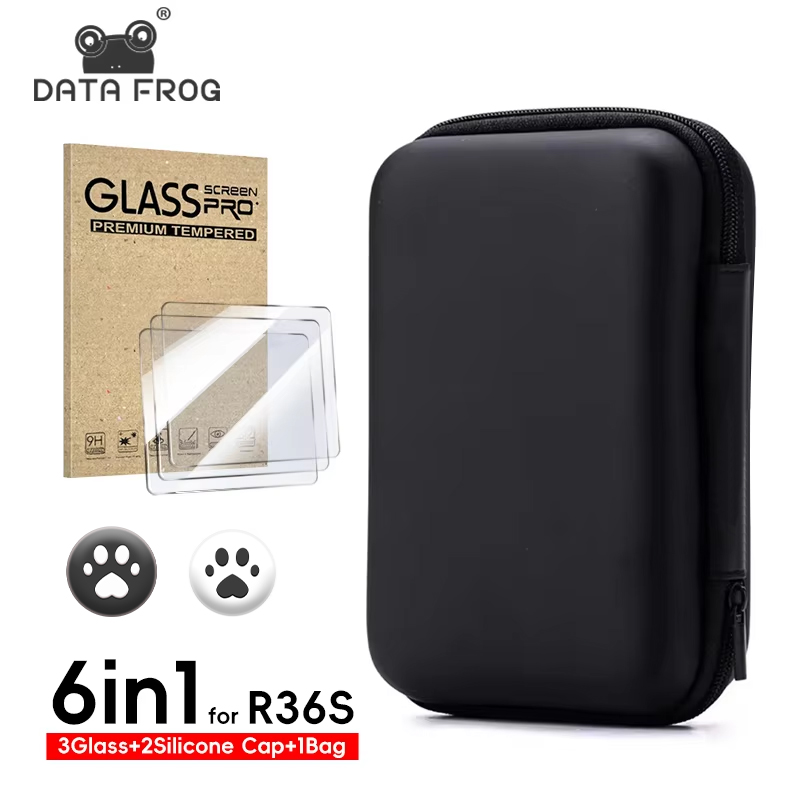 DATA FROG 6 IN 1 Glass+Bag for - Gaming Console R36S のレビューと価格